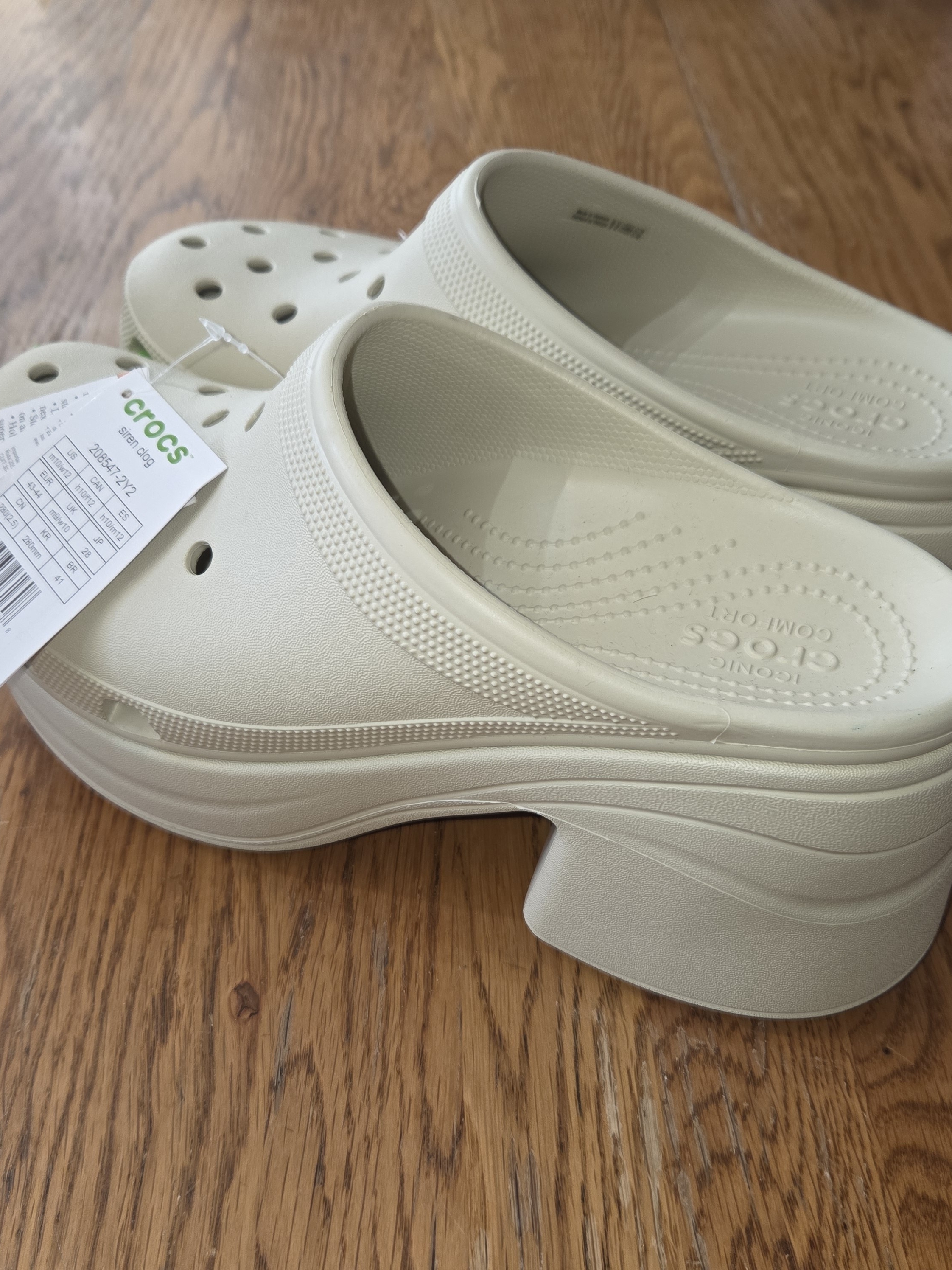 Nwt Crocs Siren Heeled Platform Clogs In Bone Size M/10, W/12. Jjcp